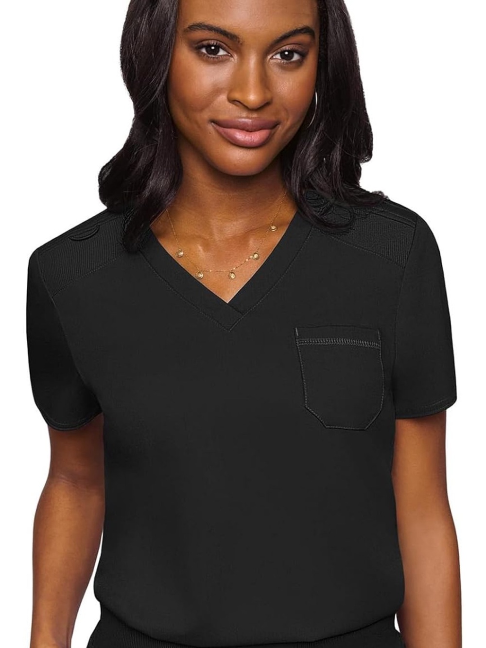 Med Couture Women's Black V-Neck Pocket Scrub Top